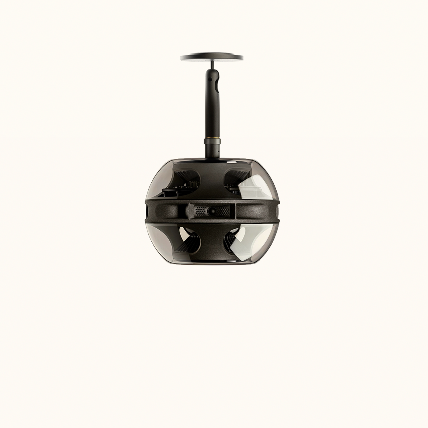 Syng Cell speaker mounted from ceiling - spatial sound premium speaker hanging from ceiling