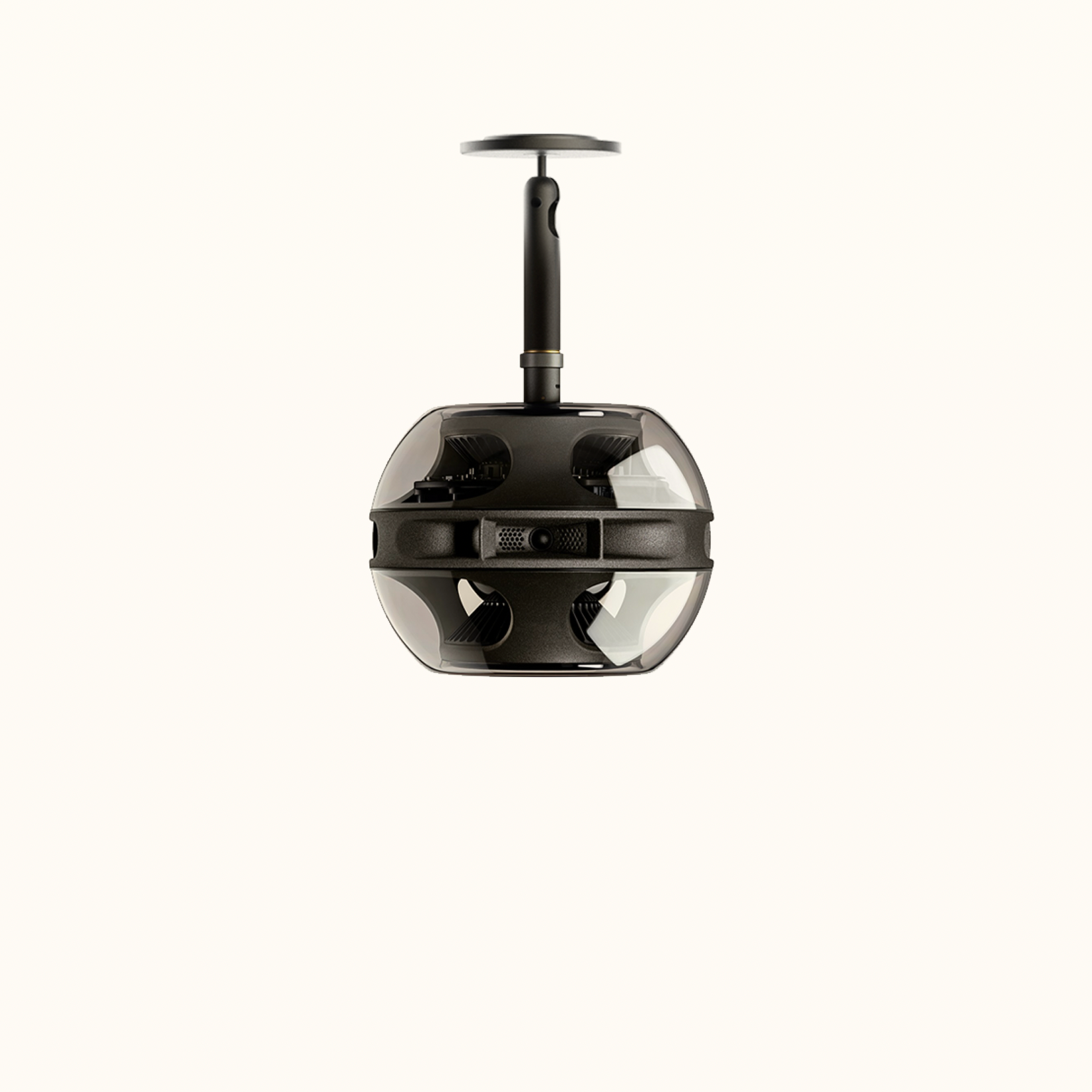 Syng Cell speaker mounted from ceiling - spatial sound premium speaker hanging from ceiling